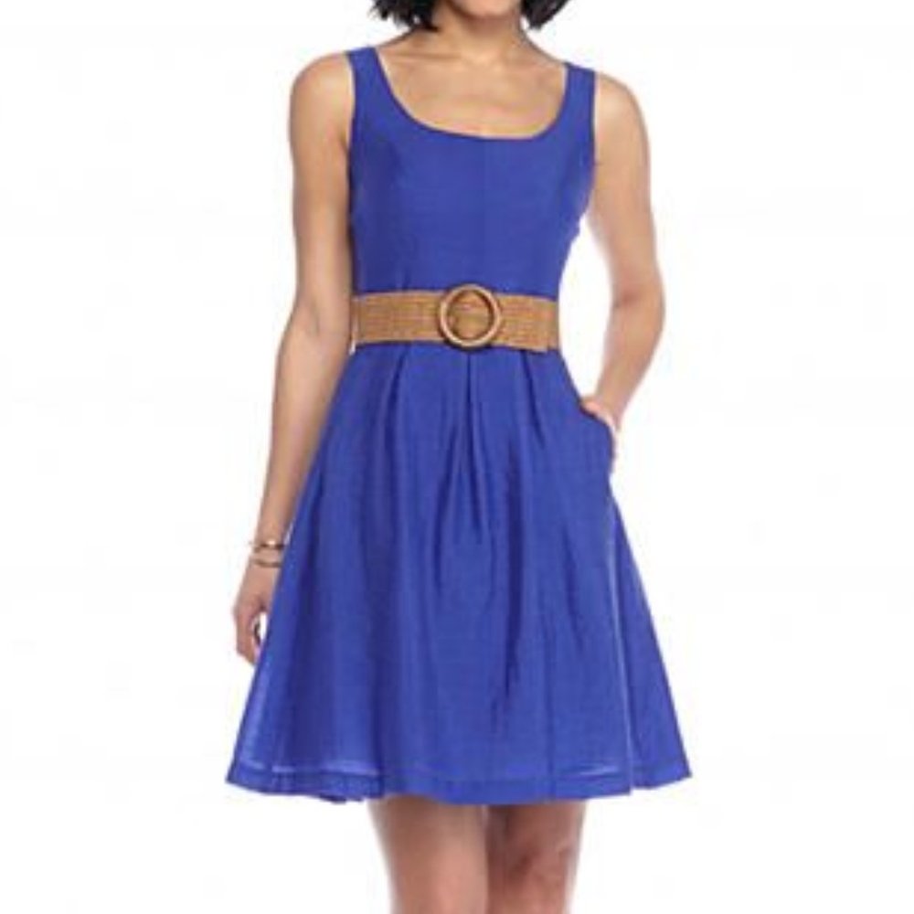 Nine West Sleeveless Belted A-line dress